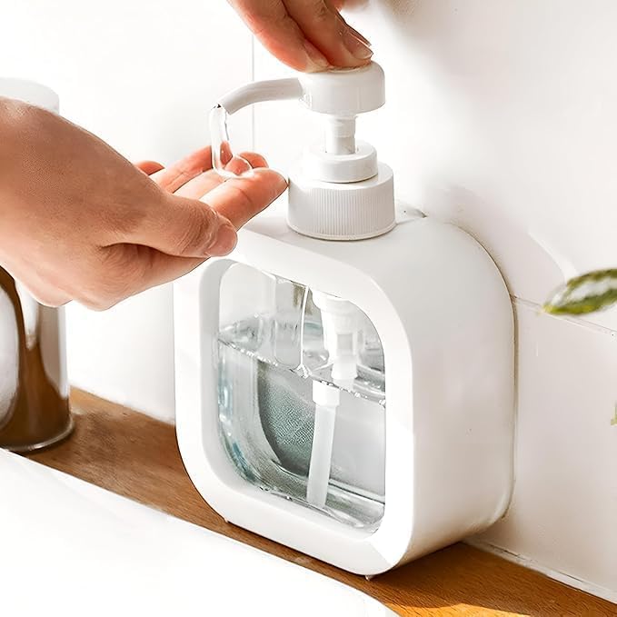 AJKN Reusable Liquid Soap Dispenser, Clear Plastic Bottle with Pump, Refillable Bottle for Liquid Soap, Shampoo, Conditioner, Shower Gel, Hand Wash, Pack of 1 - Image 5
