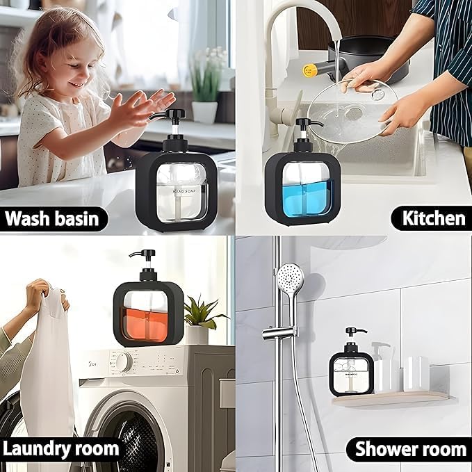 AJKN Reusable Liquid Soap Dispenser, Clear Plastic Bottle with Pump, Refillable Bottle for Liquid Soap, Shampoo, Conditioner, Shower Gel, Hand Wash, Pack of 1 - Image 2
