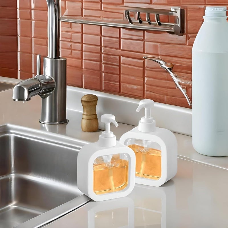 AJKN Reusable Liquid Soap Dispenser, Clear Plastic Bottle with Pump, Refillable Bottle for Liquid Soap, Shampoo, Conditioner, Shower Gel, Hand Wash, Pack of 1 - Image 3