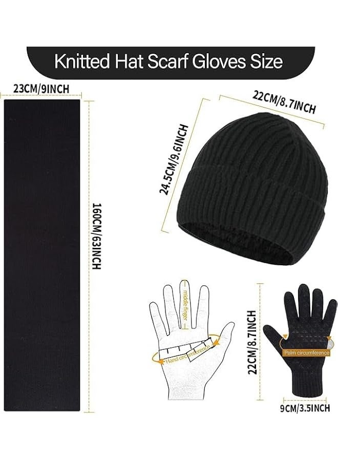 PROMASS Winter Beanie Hat Scarf Gloves 3Pcs Set for Men Womens Thermal Ski Cap Long Scarves Neck Warmer Touch Screen Mittens Suit Warm Knit - Image 2