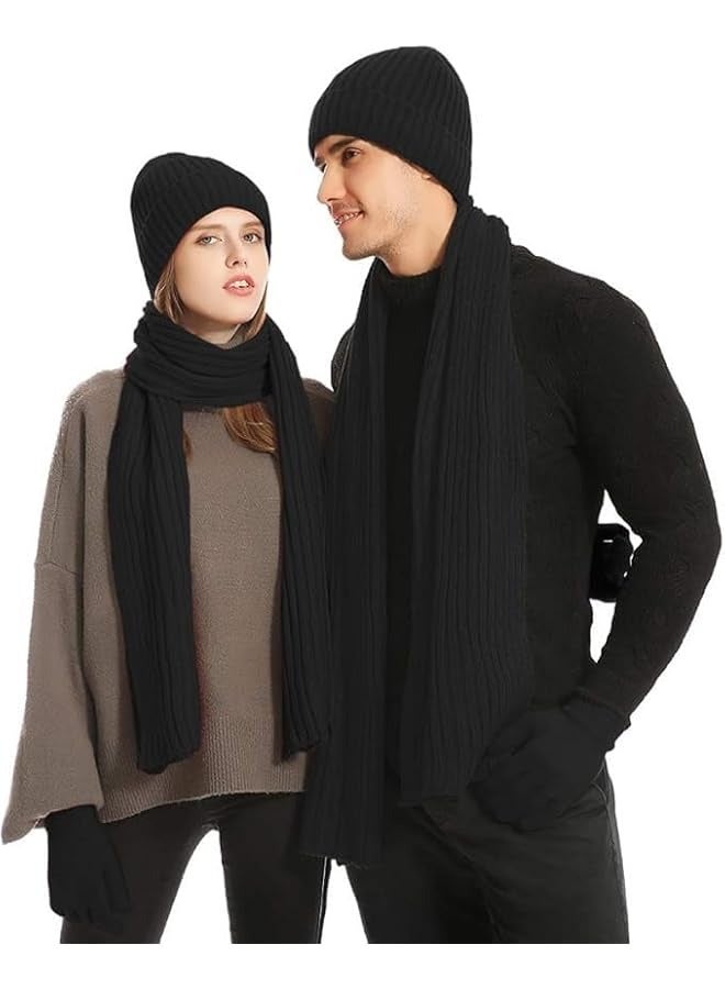 PROMASS Winter Beanie Hat Scarf Gloves 3Pcs Set for Men Womens Thermal Ski Cap Long Scarves Neck Warmer Touch Screen Mittens Suit Warm Knit - Image 5