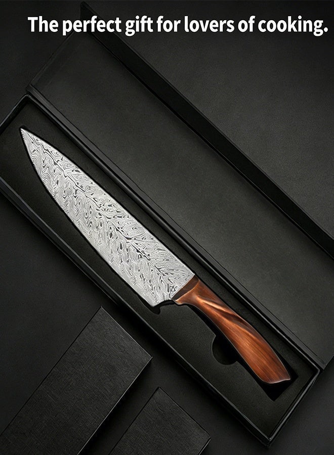 Saiboro Chef's Knives 8-inch,Super Sharp Professional Chef's Knife ,Best Kitchen Knives with Ergonomic Wooden Handle,Laser-etched Damascus-style pattern,Made of German High-carbon Stainless Steel,With Gift Box - Image 5