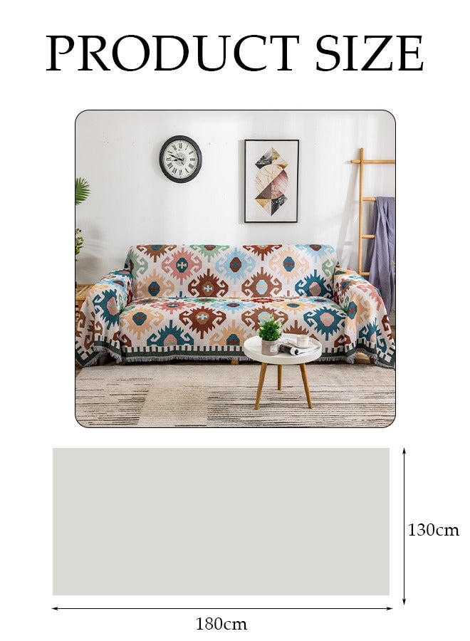 DUNISO غطاء أريكة بسيط، منشفة أريكة، أنماط هندسية استخدام مزدوج للغطاء أريكة قطعة واحدة من البياضات سهلة العناية بها بطانية متعددة الوظائف شال منشفة أريكة (180x130 سم) - Image 2