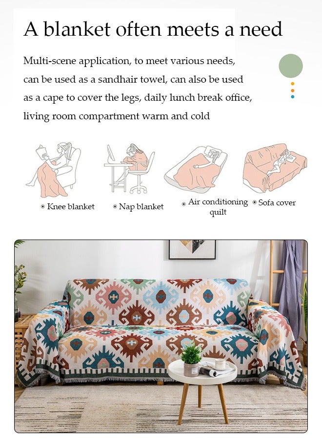 DUNISO غطاء أريكة بسيط، منشفة أريكة، أنماط هندسية استخدام مزدوج للغطاء أريكة قطعة واحدة من البياضات سهلة العناية بها بطانية متعددة الوظائف شال منشفة أريكة (180x130 سم) - Image 4