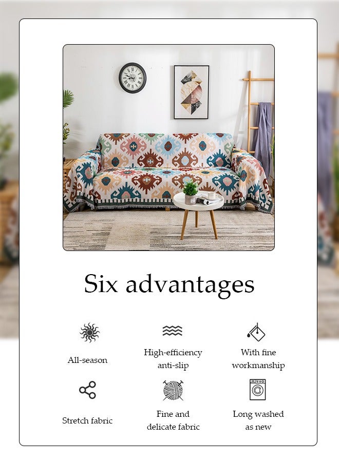 DUNISO غطاء أريكة بسيط، منشفة أريكة، أنماط هندسية استخدام مزدوج للغطاء أريكة قطعة واحدة من البياضات سهلة العناية بها بطانية متعددة الوظائف شال منشفة أريكة (180x130 سم) - Image 5