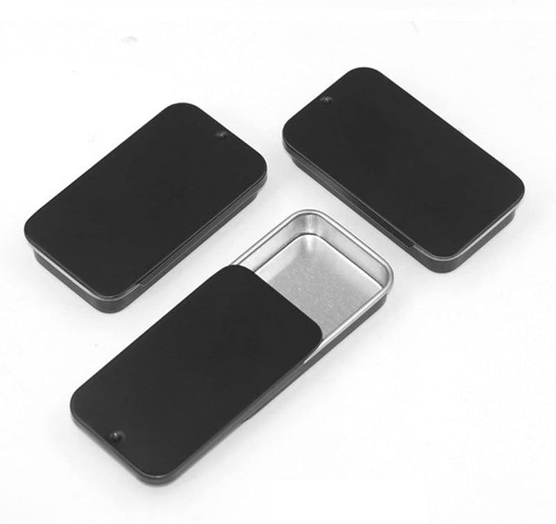 WinldMonmo Black Metal Rectangular Tinplate Push Candy Cases, 3.15 x 1.34 x 0.47 inches, Empty Mini Tin Box, Hinged Containers, Small Organizer Box - Image 1