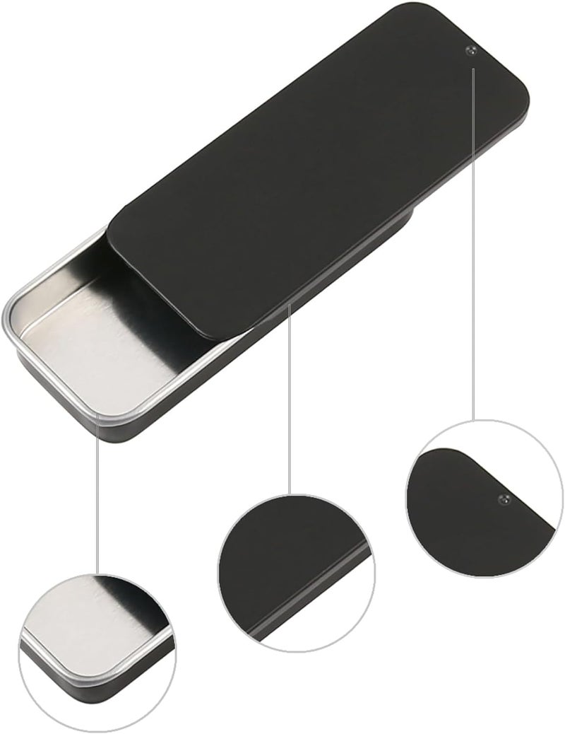 WinldMonmo Black Metal Rectangular Tinplate Push Candy Cases, 3.15 x 1.34 x 0.47 inches, Empty Mini Tin Box, Hinged Containers, Small Organizer Box - Image 3