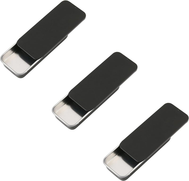 WinldMonmo Black Metal Rectangular Tinplate Push Candy Cases, 3.15 x 1.34 x 0.47 inches, Empty Mini Tin Box, Hinged Containers, Small Organizer Box - Image 4