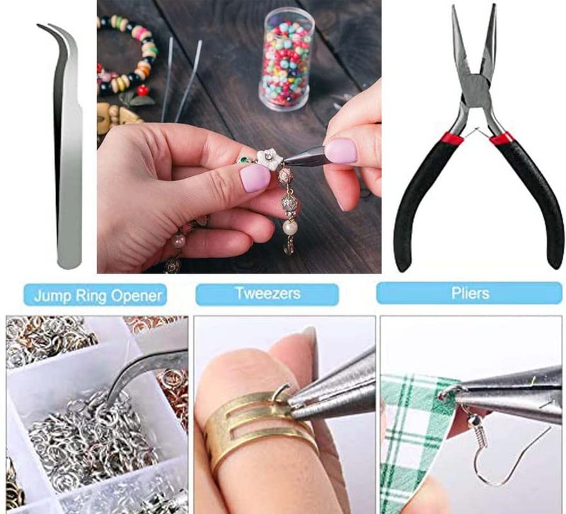 DIY Crafts DIY Crafts 1 Kg, Silver, Open Jump Rings Kit, 20x Lobster Clasps 1x Plier 1x Tweezers, Clasps Jump Rings Opener Pliers Tweezers for Jewelry Making, Accessories Repair P(1 Kg, Silver)  - Image 5