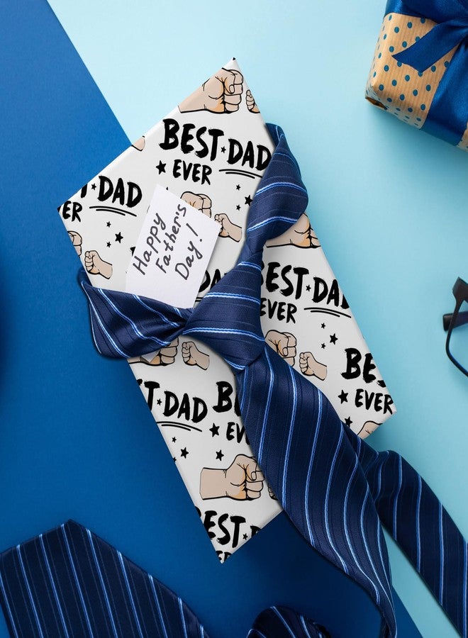 Cuitpan Father's Day Wrapping Paper - 4 Jumbo Sheets, 28x40 Inches, Best Dad Ever Fist Bump & Star Design, for Father's Day, Birthday & Dad Gifts - Image 4