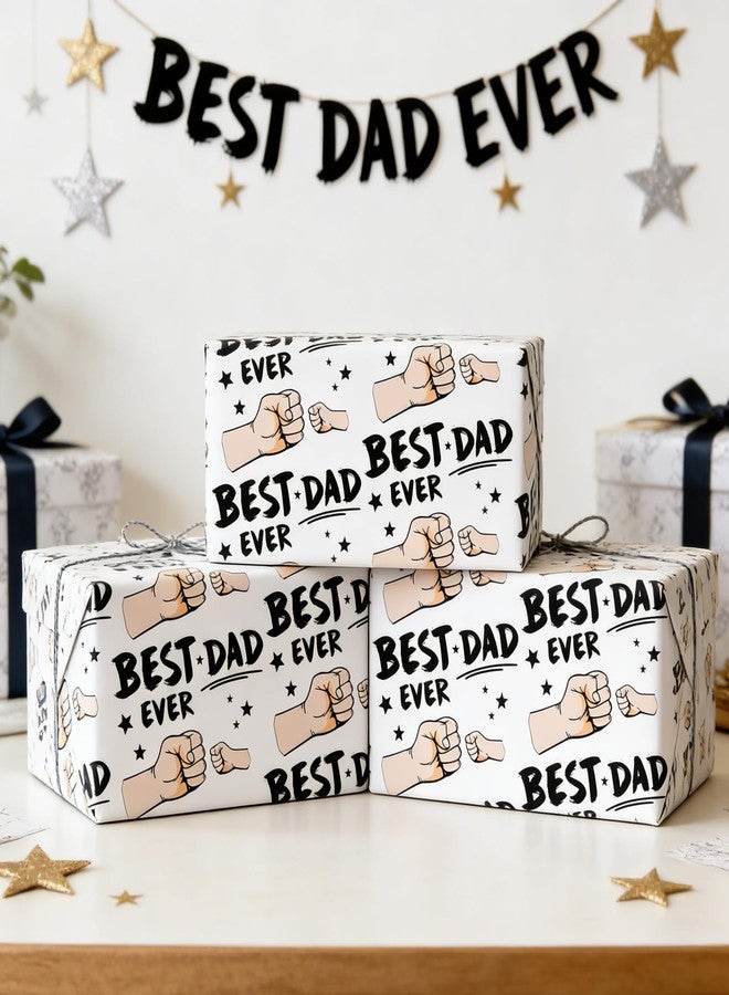 Cuitpan Father's Day Wrapping Paper - 4 Jumbo Sheets, 28x40 Inches, Best Dad Ever Fist Bump & Star Design, for Father's Day, Birthday & Dad Gifts - Image 5