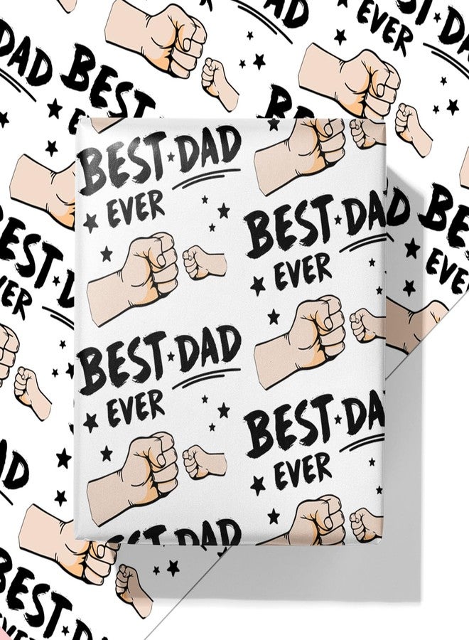 Cuitpan Father's Day Wrapping Paper - 4 Jumbo Sheets, 28x40 Inches, Best Dad Ever Fist Bump & Star Design, for Father's Day, Birthday & Dad Gifts - Image 1