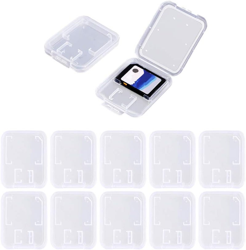 SteelFever Clear Plastic Memory Card Case Compatible with SD SDHC SDXC Micro SD T-Flash Card (10 PCS) - Image 1