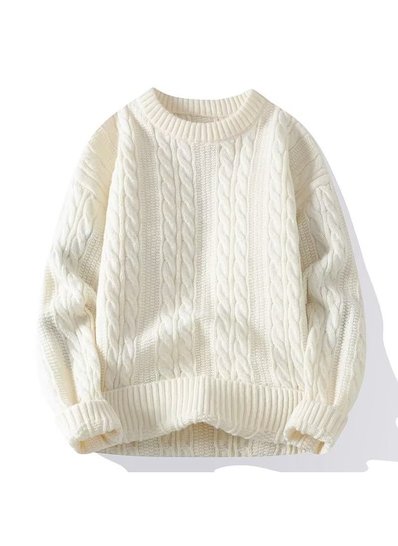 Generic Japanese Style Vintage Knitted Sweater For Men 2024 Winter New Loose Fit Simple Solid Color Pullover Round Neck Top Jacket 733 Brown  - Image 4