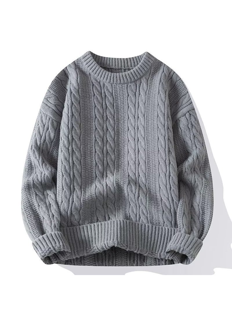 Generic Japanese Style Vintage Knitted Sweater For Men 2024 Winter New Loose Fit Simple Solid Color Pullover Round Neck Top Jacket 733 Brown  - Image 2