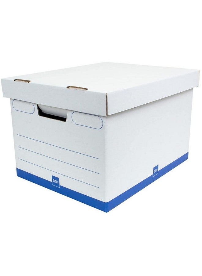 Office Depot ® Brand Medium Quick Set Up Corrugated Medium-Duty Storage Boxes With Lift-Off Lids And Built-In Handles, Letter/Legal Size, 15" X 12" X 10", White/Blue, Pack Of 5 - Image 5