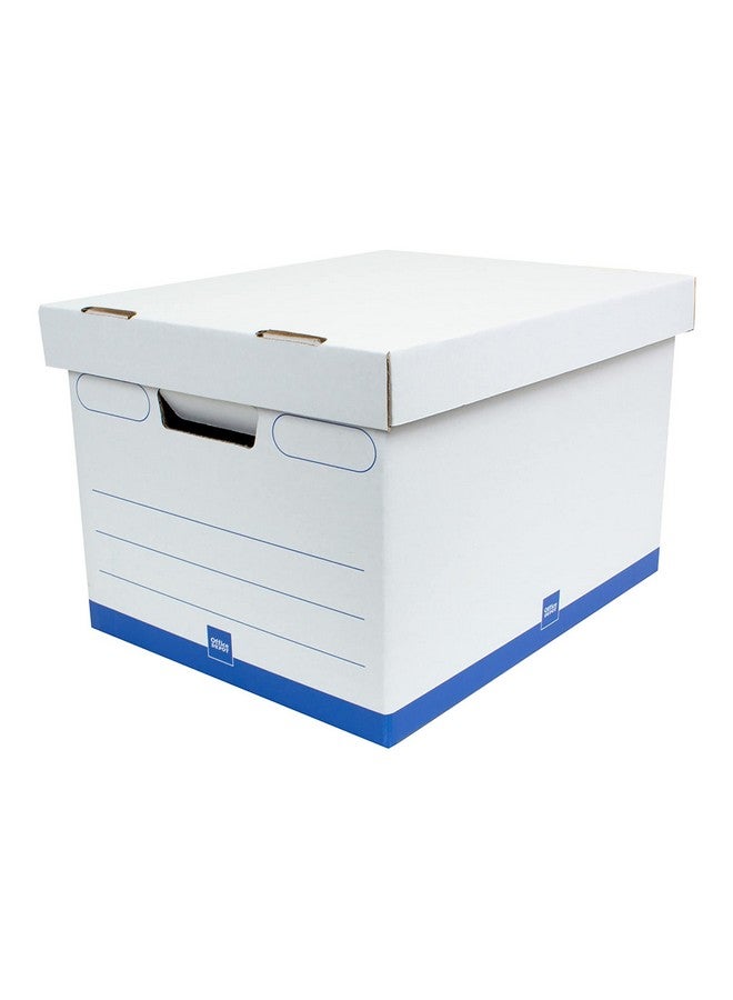 Office Depot ® Brand Medium Quick Set Up Corrugated Medium-Duty Storage Boxes With Lift-Off Lids And Built-In Handles, Letter/Legal Size, 15" X 12" X 10", White/Blue, Pack Of 5 - Image 3