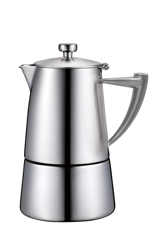 CUISINOX Roma Satin Stainless Steel Moka Pot Stovetop Espresso Maker, 4-Cup (6 oz) - Image 1