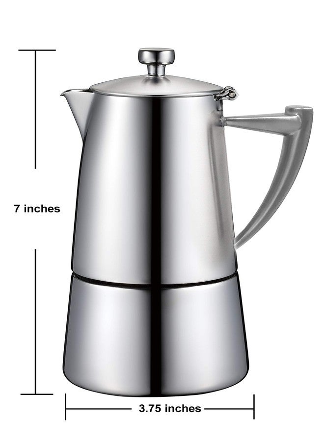 CUISINOX Roma Satin Stainless Steel Moka Pot Stovetop Espresso Maker, 4-Cup (6 oz) - Image 2
