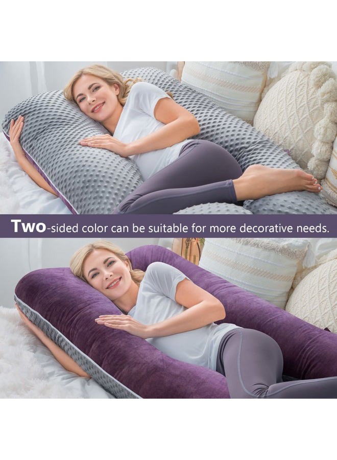 Meiz Pregnancy Pillow, Pregnancy Body Pillow, Pregnancy Pillows for Sleeping, Maternity Pillow for Pregnant Women with Velvet Cover, Grey & Purple - Image 3