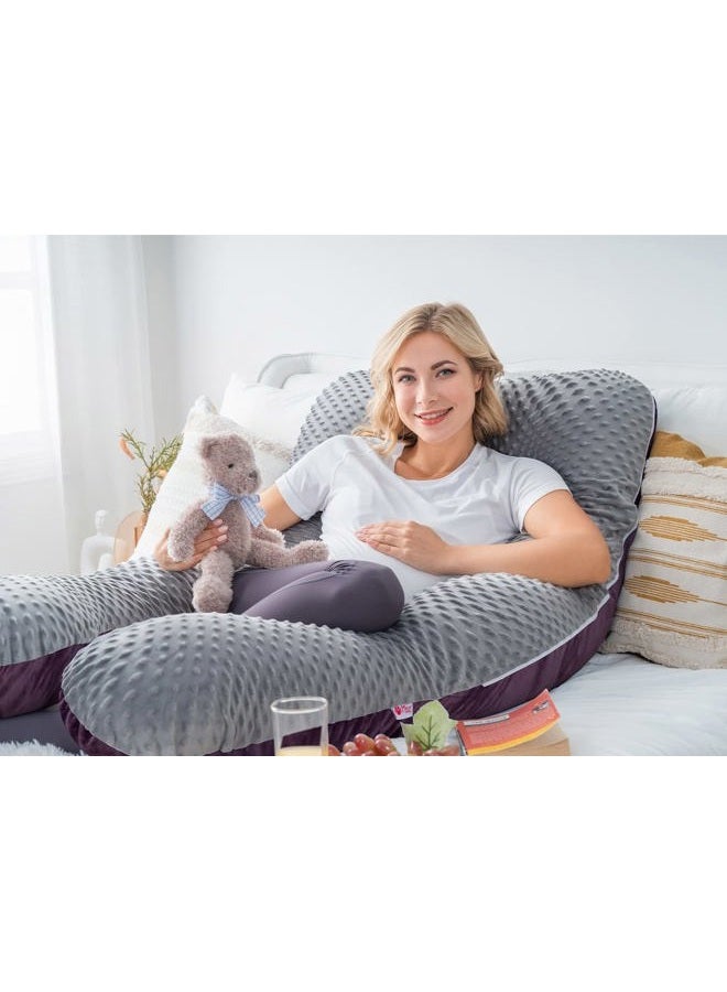 Meiz Pregnancy Pillow, Pregnancy Body Pillow, Pregnancy Pillows for Sleeping, Maternity Pillow for Pregnant Women with Velvet Cover, Grey & Purple - Image 5