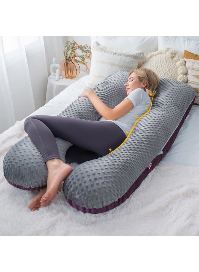 Meiz Pregnancy Pillow, Pregnancy Body Pillow, Pregnancy Pillows for Sleeping, Maternity Pillow for Pregnant Women with Velvet Cover, Grey & Purple - Image 4