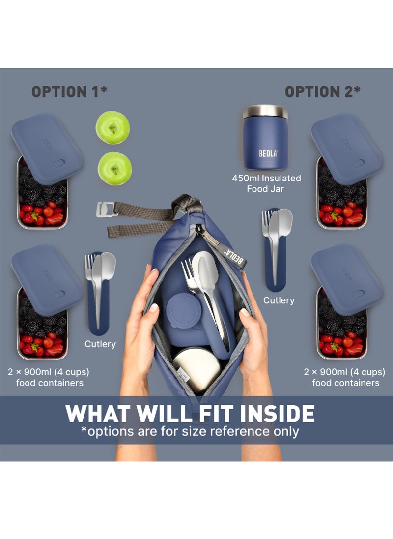BEOLA - Reusable Insulated Lunch Bag for Men and Women - 6.5L, Marine Blue - Image 1