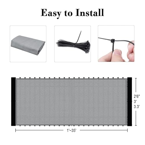 SUNLAX 3.3'x19.5' Light Grey Balcony Privacy Screen Fence Windscreen Cover Fabric Shade Netting Mesh Cloth with Grommets UV Protection for Patio, Backyard, Porch, Railing Shield 90% - Image 3