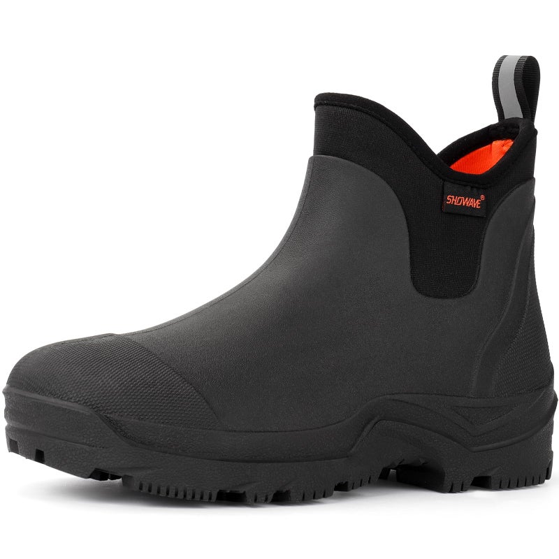 Showave Ankle Rain Boots Men Insulated Rubber Boots For Men Garden Waterproof Boot Mud Lightweight Booties For Farming Fishing Outdoor(Black,Size 12) - Image 1