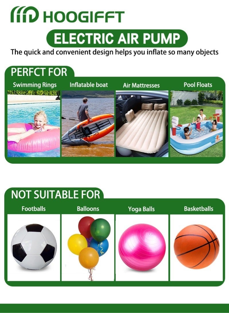 Bukela Air Pump，Electric Air Mattress Pump，Air Pump With 3 Air Nozzles,Electric Air Mattress Portable Camping Pump 2 In 1 Quick Inflate Deflate,Quick-Fill Portable Air Pump，Perfect Inflator/Deflator Pumps for Outdoor Camping, Inflatable Cushions, Air Mattress Beds, Boats - Image 2