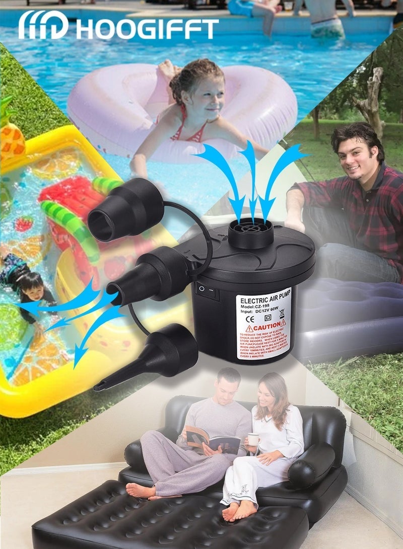 Bukela Air Pump，Electric Air Mattress Pump，Air Pump With 3 Air Nozzles,Electric Air Mattress Portable Camping Pump 2 In 1 Quick Inflate Deflate,Quick-Fill Portable Air Pump，Perfect Inflator/Deflator Pumps for Outdoor Camping, Inflatable Cushions, Air Mattress Beds, Boats - Image 3
