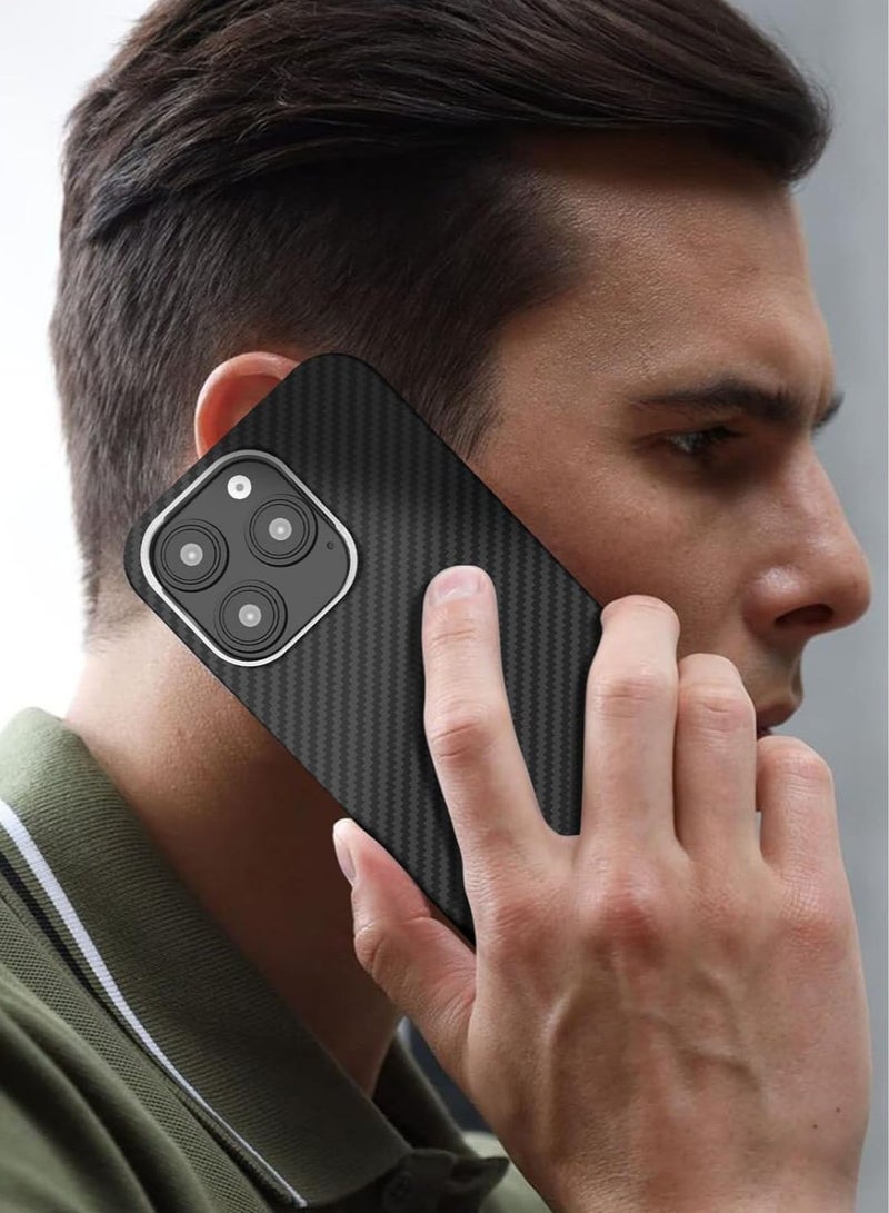 MONOCARBON Real Aramid Fiber MagSafe iPhone 16 PRO Case Cover [ULTRA SLIM] Lightweight Anti-Scratch - Matte Black - Image 3