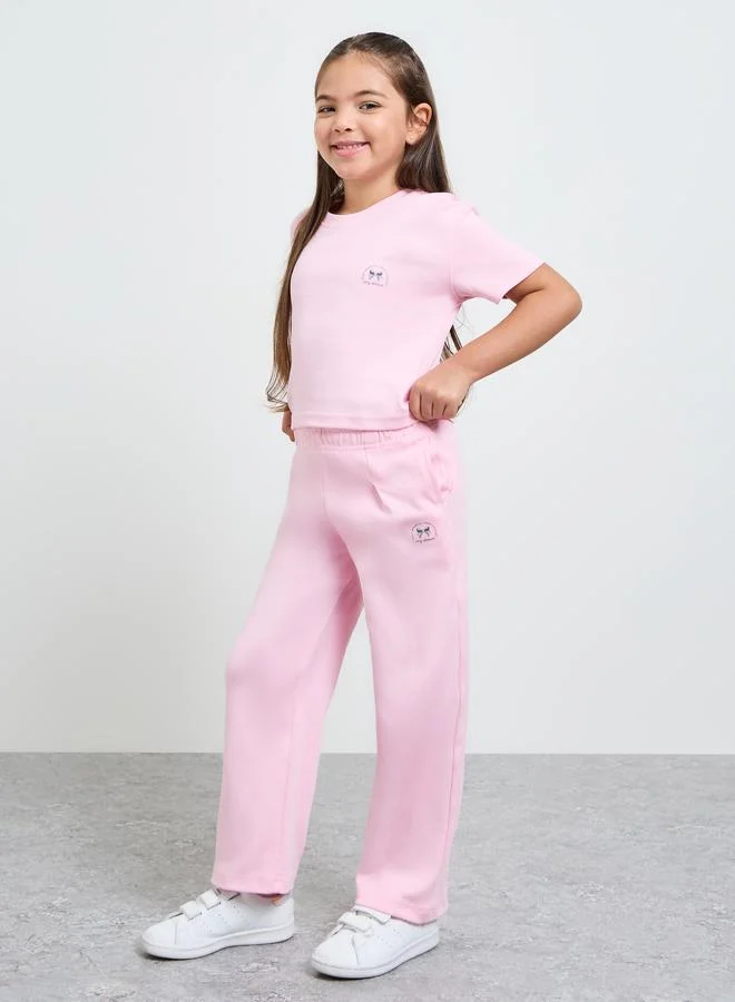 ستايلي Girls Cotton Crop Top and Joggers Set