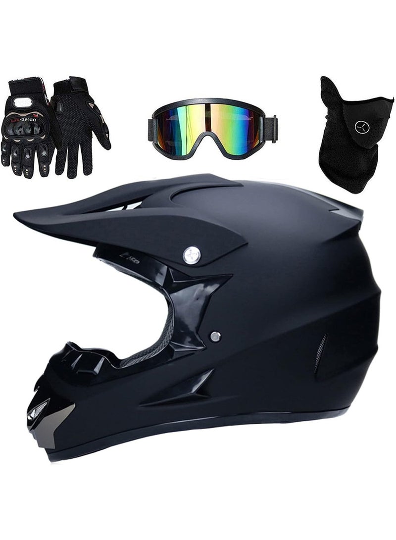 Matte Black Full Face Motocross Helmet Set With Goggles Mask And Gloves Off Road Motorcycle Helmet for Adults And Youth - Image 1