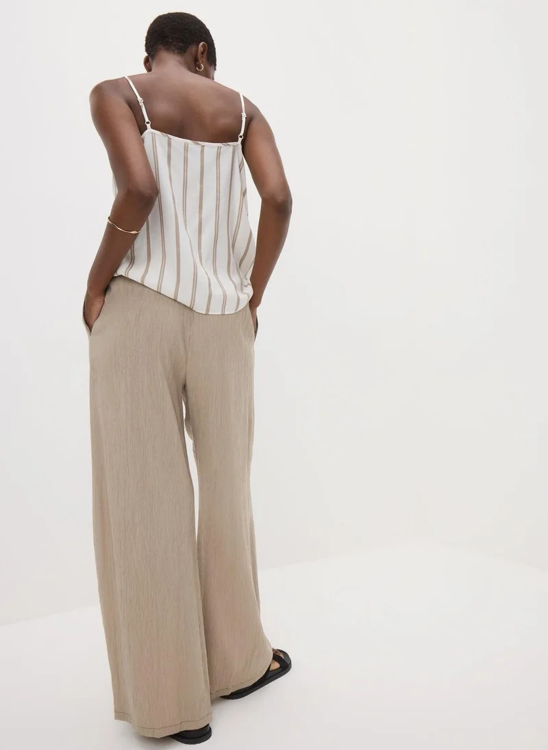 Matalan Beige Textured Wide Leg Trousers