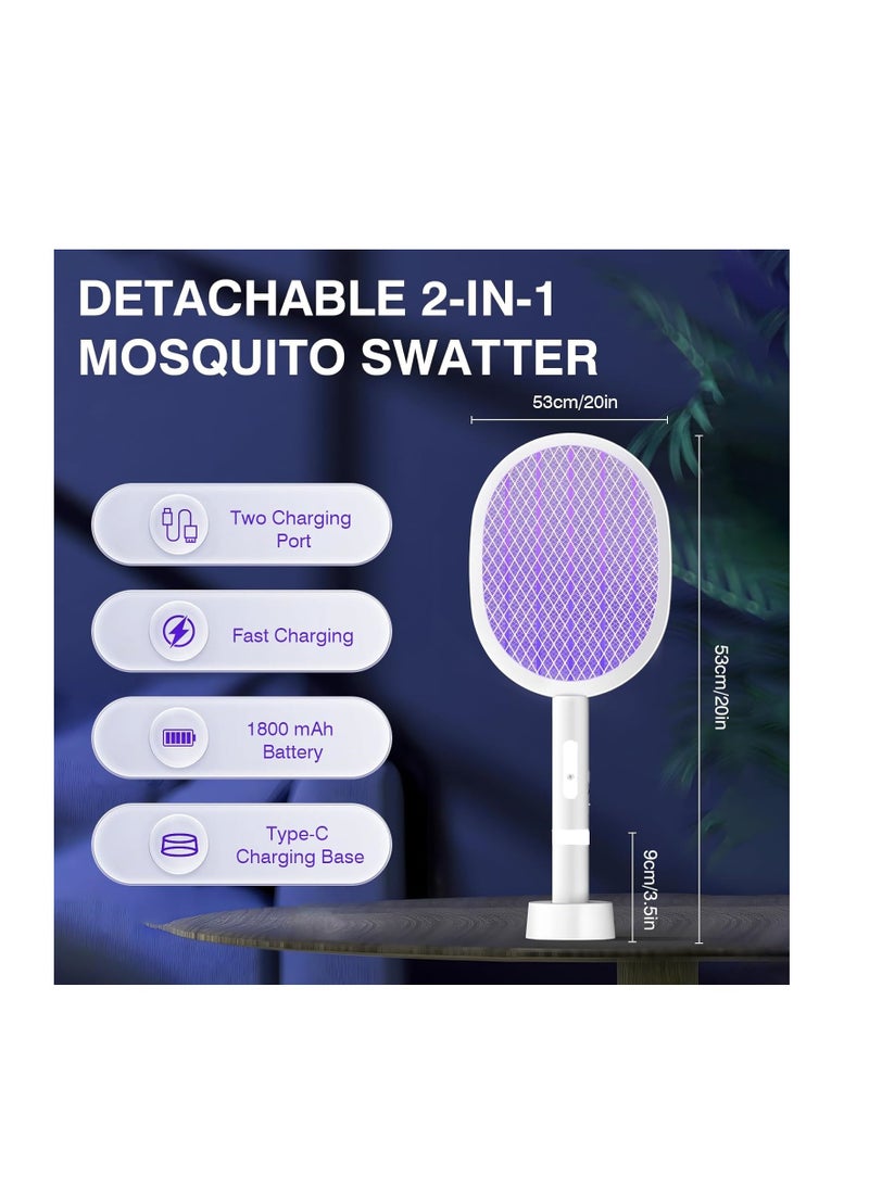 Generic - Detachable 2-in-1 Electric Mosquito Swatter Racket with UV Light – 1800mAh Battery, Fast Charging, Type-C Base – 53cm Height - Image 1