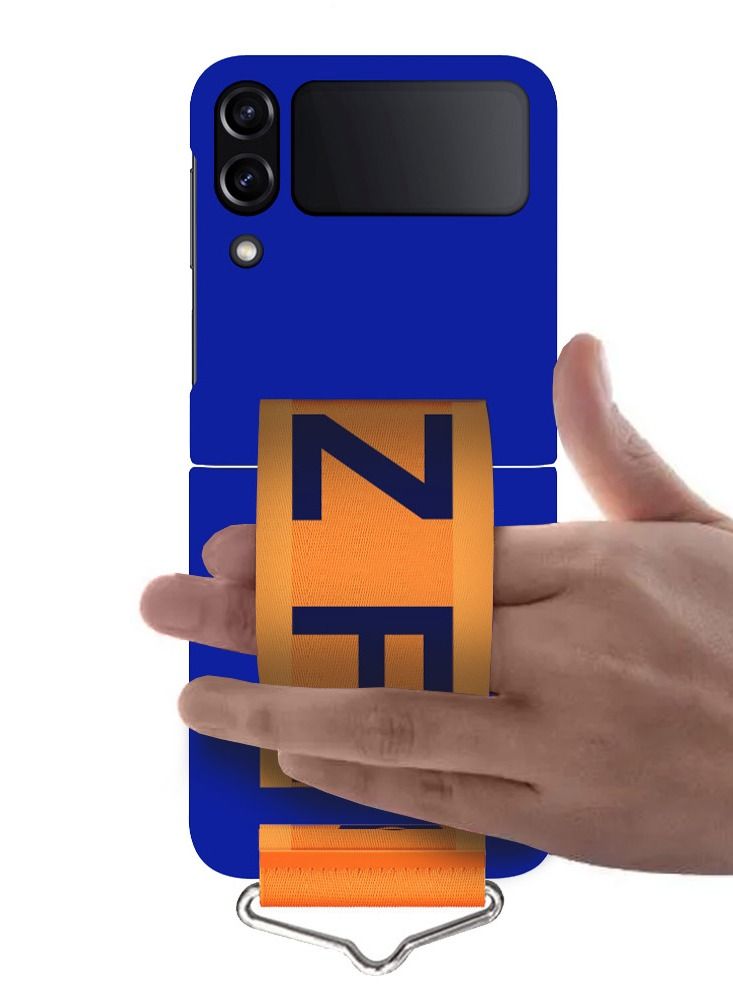 CATANES حافظة سيليكون لسامسونج جالاكسي زد فليب 4 مع حزام حامل للمعصم غطاء قابل للطي متوافق مع جالاكسي زد فليب4 6.7 بوصة أزرق بحري - Image 2