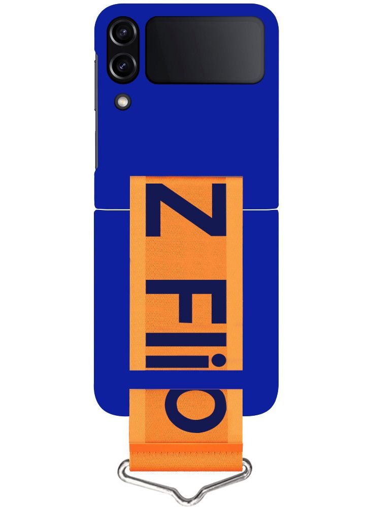 CATANES حافظة سيليكون لسامسونج جالاكسي زد فليب 4 مع حزام حامل للمعصم غطاء قابل للطي متوافق مع جالاكسي زد فليب4 6.7 بوصة أزرق بحري - Image 1