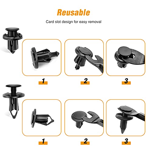 GOOACC 150 pcs Push Type Bumper Fasteners Rivet Clips Universal Auto Clips & Fastener for Bumper Fender Clips Replacement Fastener Removal Tool Included - Image 4
