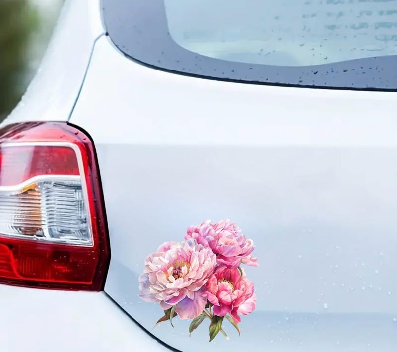 MAKTEM Watercolor Peony Flower Decal, Floral Vinyl Removable Elegant Sticker, Decorative Peony Decal for Auto, Bumper, Trunck, Window, Pink Peonies (Pink) - Image 3