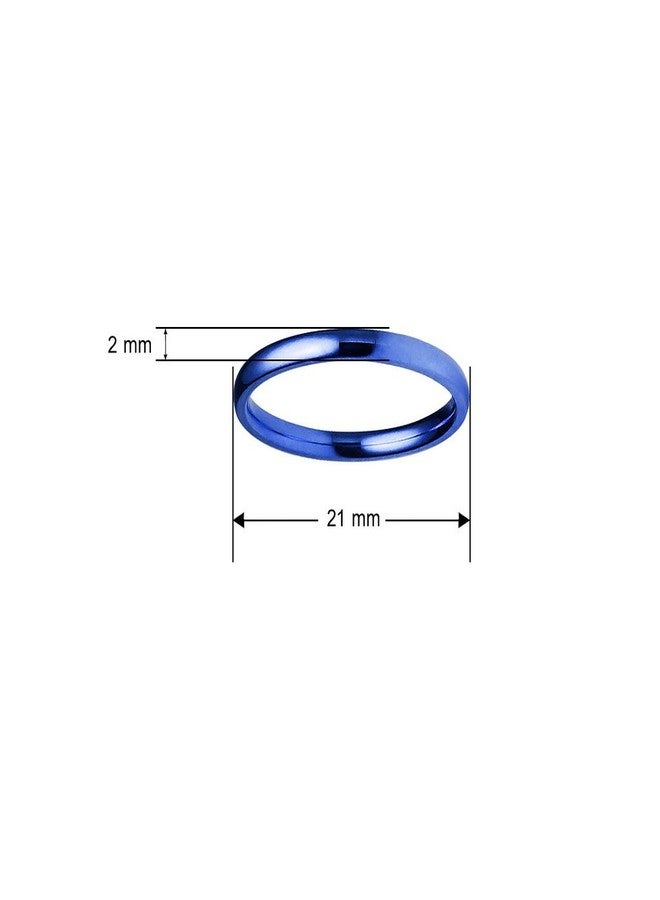 SILVERLINE JEWELRY 3pcs 2mm Stainless Steel Women's Plain Band Fit Blue Tone Size 6.5 - Image 4
