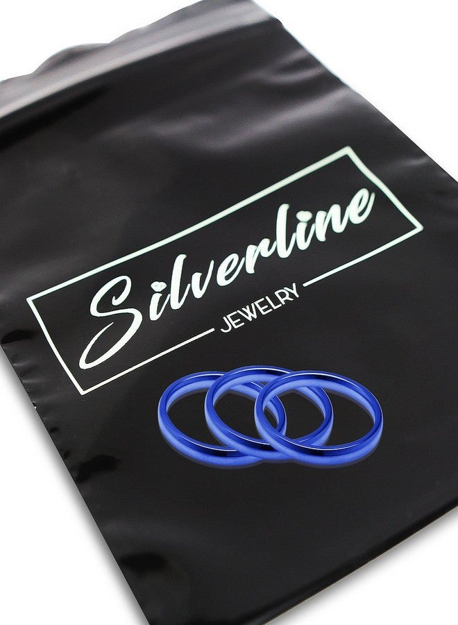 SILVERLINE JEWELRY 3pcs 2mm Stainless Steel Women's Plain Band Fit Blue Tone Size 6.5 - Image 3