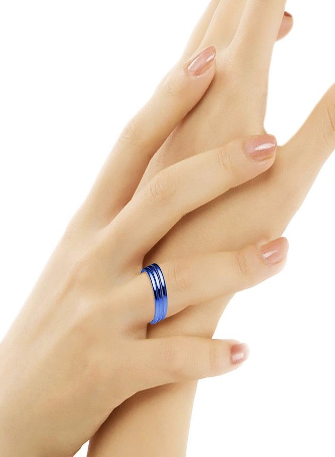 SILVERLINE JEWELRY 3pcs 2mm Stainless Steel Women's Plain Band Fit Blue Tone Size 6.5 - Image 2