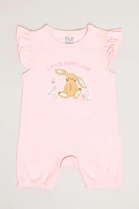 أر أند بي 3 Pack Printed Rompers with Flutter Sleeves