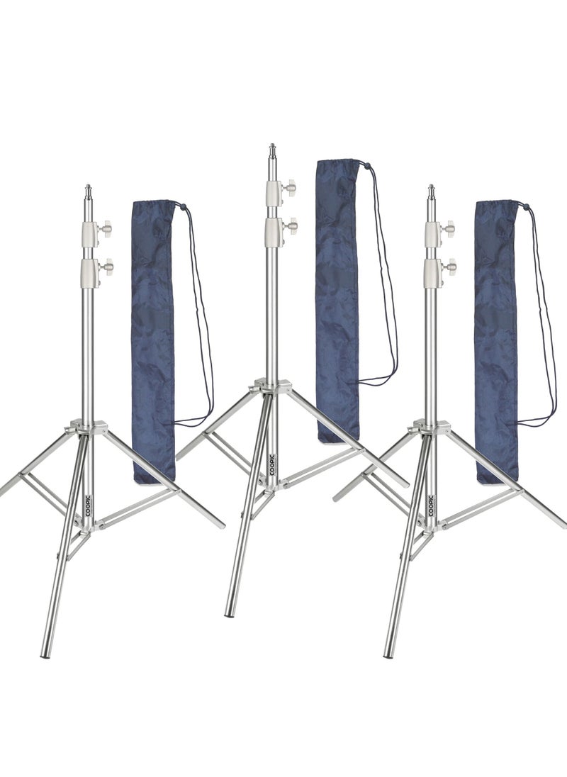 Coopic 3pcs L200S 78.74inch/200cm Stainless Steel Photography Video Tripod Light Stand with Carrying Bag made for Reflectors, Softboxes, Lights, Umbrellas  - Image 1