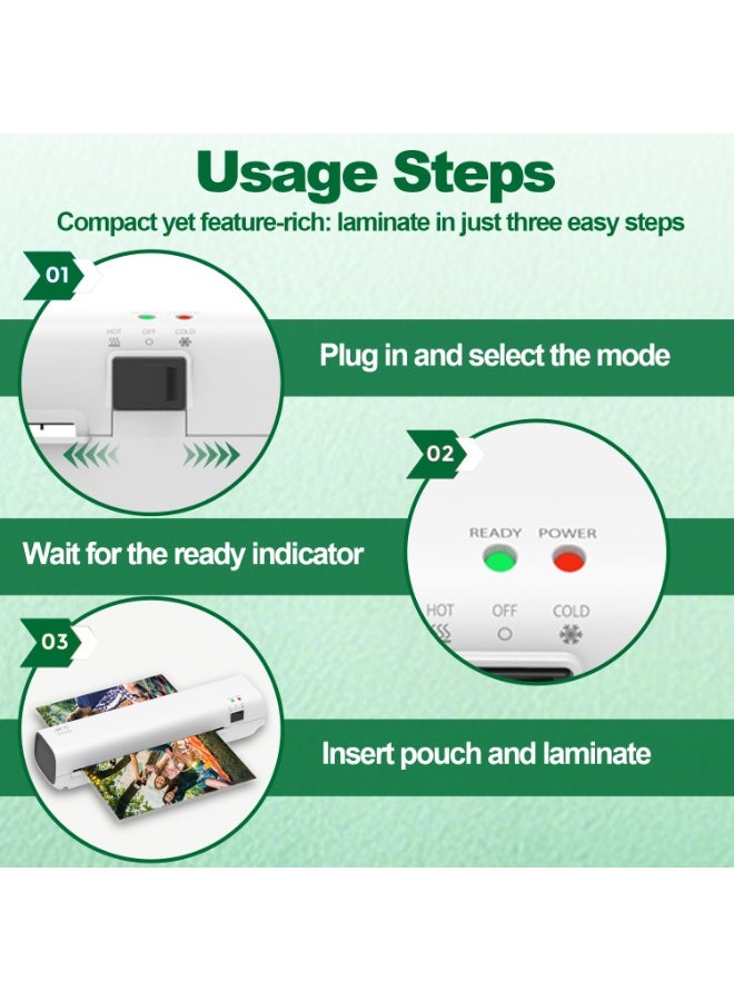 DYSWEI 2-in-1 Hot & Cold Laminator Machine, 9 Inch for A4/A5/A6 Size, Includes 15PCS Free A4, A5, A6 Laminating Films,fit for Documents, Photos, Cards - Image 3