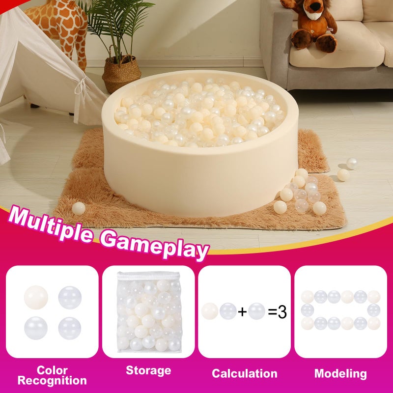 Realhaha Ball Pit Balls 100 Play Balls Plastic Balls for Baby Girls Toddlers Kids Play Tent Pool Playhouse Playpen Party Decoration, Pearl White - Image 2