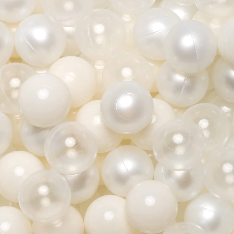 Realhaha Ball Pit Balls 100 Play Balls Plastic Balls for Baby Girls Toddlers Kids Play Tent Pool Playhouse Playpen Party Decoration, Pearl White - Image 1
