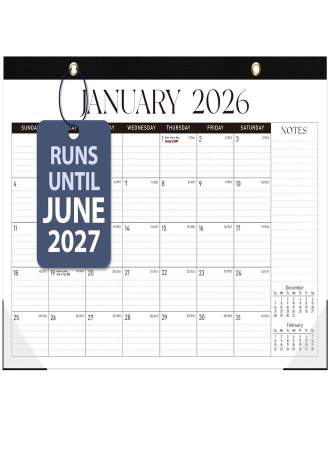 تقويم مكتبي لعام 2026، تقويم شهري كبير للمكتب/الحائط (يناير 2026 - يونيو 2027)، مقاس 17 × 12 بوصة، مخطط مكتبي شخصي للمعلمين والعائلات والمدرسة واللوازم المكتبية - Image 1