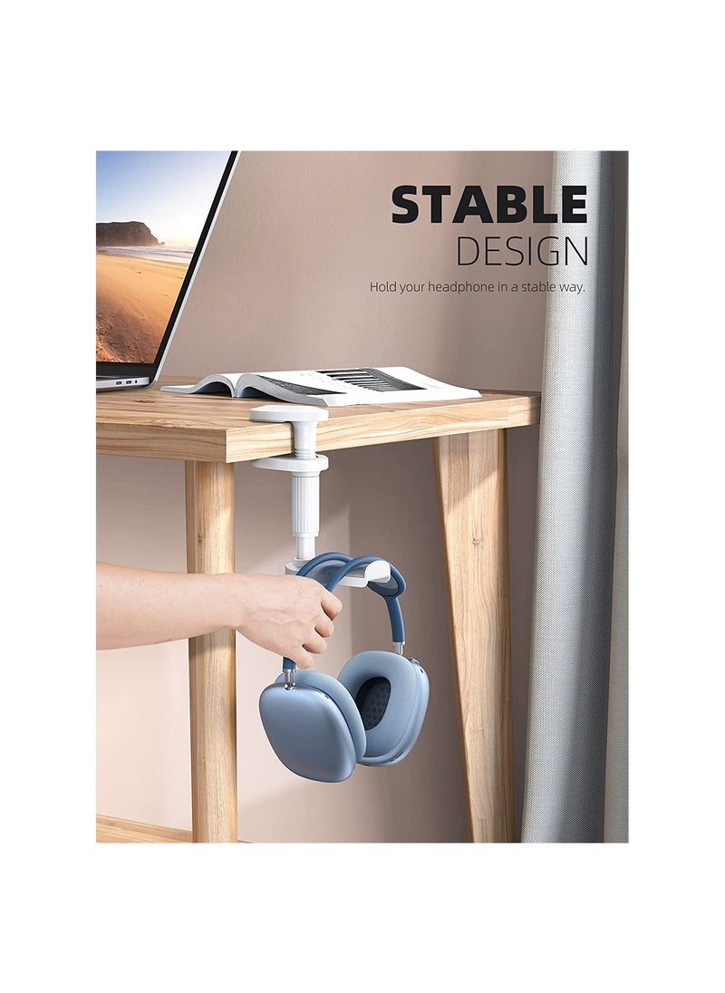 KASTWAVE Headphone Stand, Headset Hanger, Adjustable & 360 Degree Rotating Gaming Earphones Holder Hook Mount Clamp Under Desk, Stand for Most Headsets for Airpods Max, for Sennheiser, for Sony (White)  - Image 5